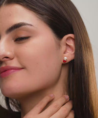 Crowned Red Heart Studs