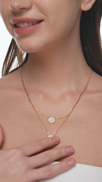Double Layer Pavé Disc Pendant Necklace