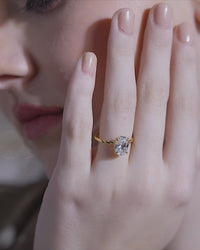 Oval Solitaire Twisted Rope Band Ring