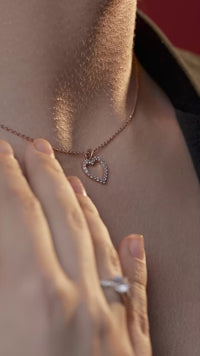 Open Heart Pave Pendant Necklace