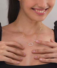 East West Open Oval Pave Necklace