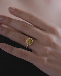 Cushion Cut Halo Pavé Band Ring