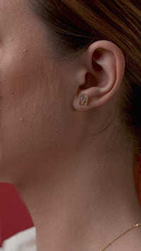Initial "M" Pavé Letter Stud Earrings