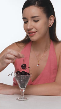 Double Cherry Charm Pendant Necklace