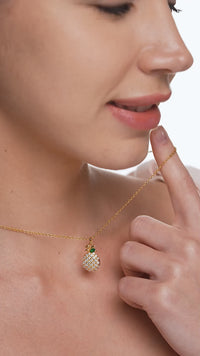 Pave Pineapple Charm Pendant Necklace