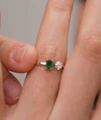 Toi Et Moi Open Cuff Ring with Baguette and Pave Cluster
