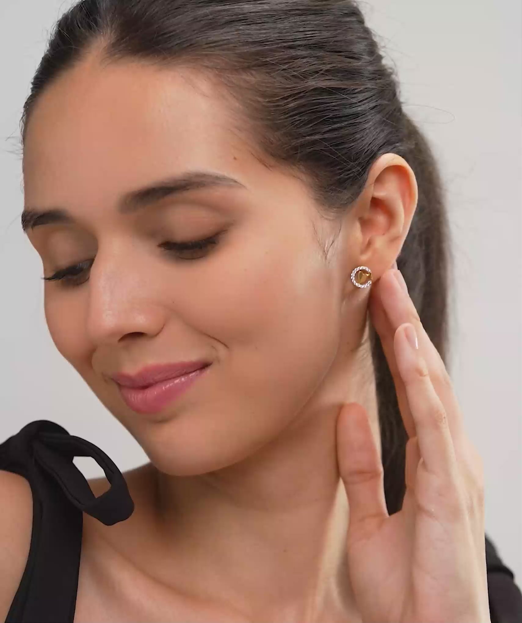 Heart Halo Stud Earrings