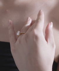 Oval Pave Solitaire Ring