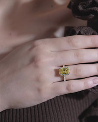 Radiant Cut Yellow Halo Cocktail Ring