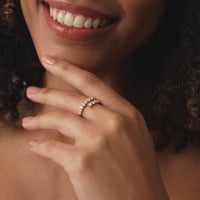 Graduated Round Stone Bypass Open Ring