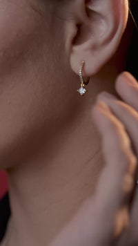 Princess Cut Drop Huggie Earrings
