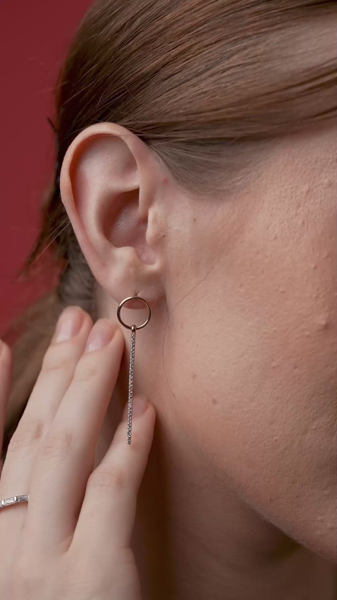 Chain Drop Earring with Circular Stud