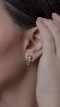 Emerald-Cut Climber Stud Earrings
