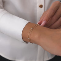 Double Chain Pave Bar Bracelet