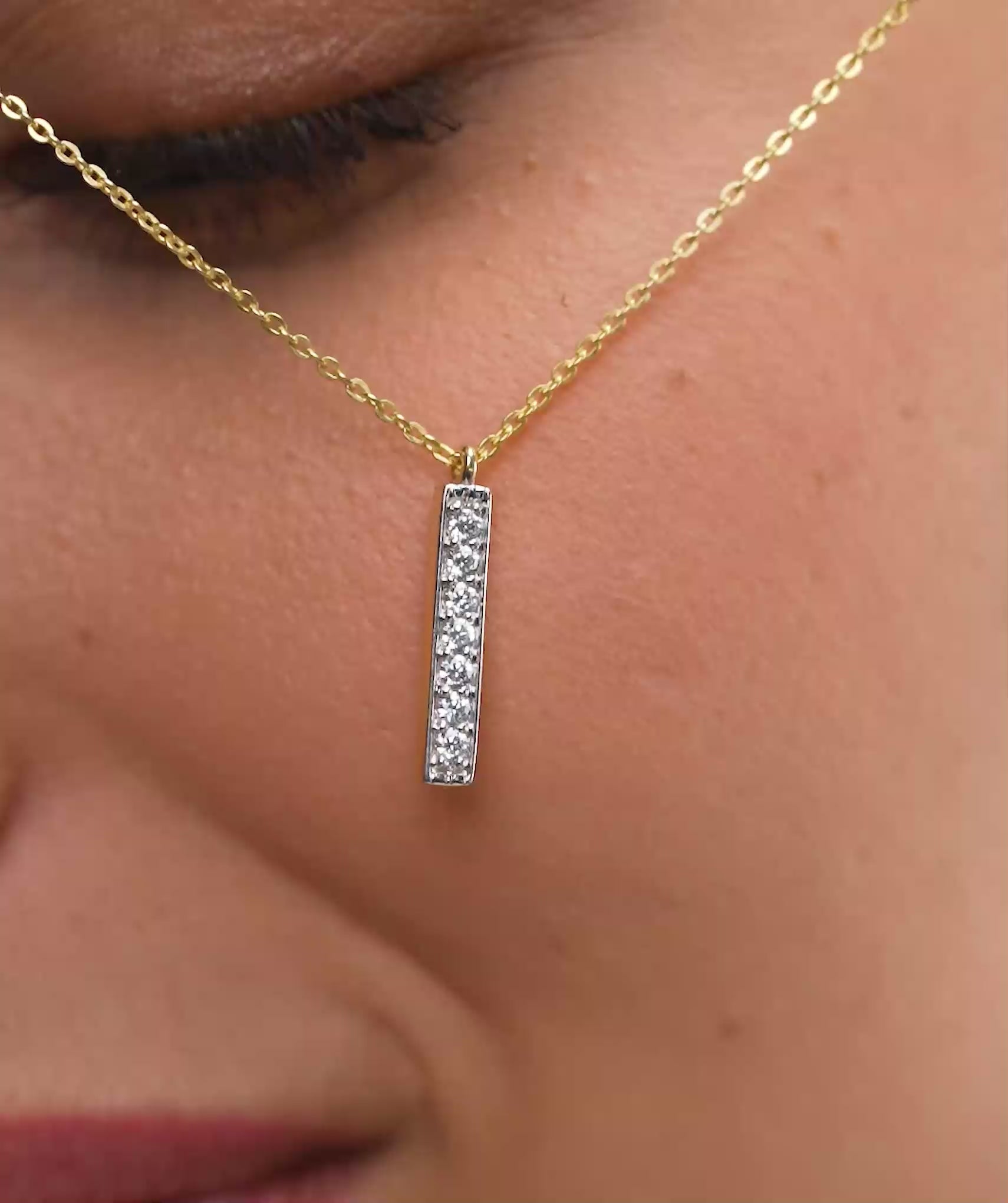 Vertical Diamond Bar Necklace