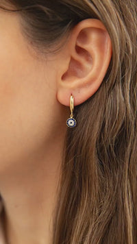 Evil Eye Disc Drop Huggie Earrings