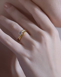 Bypass Solitaire and Curved Band Ring Set
