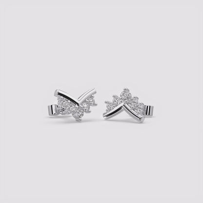Silver Elegant V-Line Studs