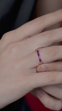 Baguette Pink Half Eternity Ring