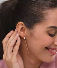 Pave Teardrop Threader Earrings