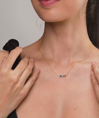 Blue Baguette Trio Bar Necklace