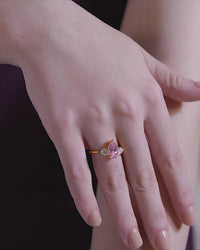 Pear and Heart Three Stone Ring