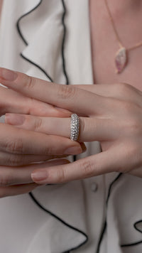 Pave Dome Half Eternity Ring