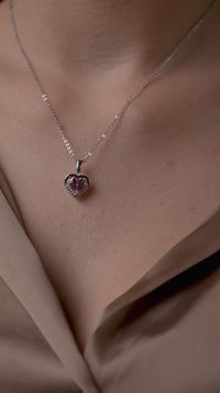 Pink Halo Heart Pendant Necklace
