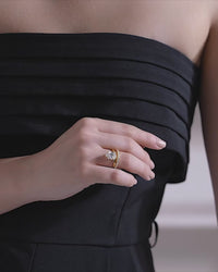 Pear Cut Double Band Wrap Ring