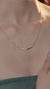 Half-Pavé Angled Bar Necklace