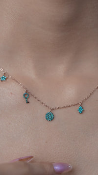 Blue Multi-Charm Station Necklace