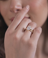 Pear Solitaire and Pavé Band Ring Set
