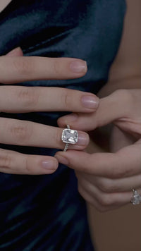 Radiant-Cut Halo Solitaire Ring