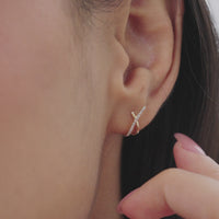 Criss Cross Pavé Huggie Hoop Earrings