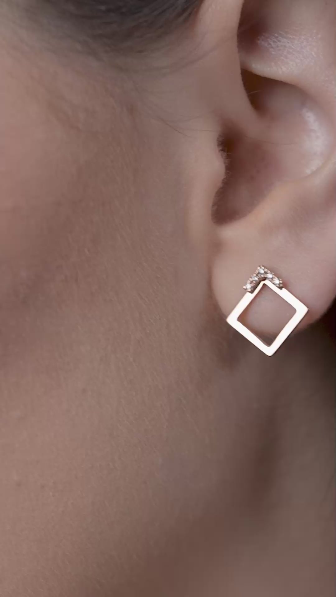 Diamond-Accented Square Earring