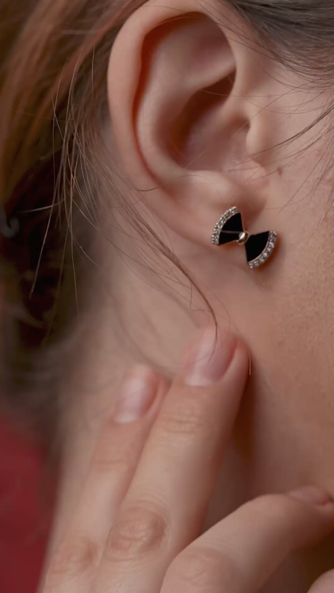 Black Enamel Bow Earrings