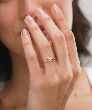 Infinity Ring & Shimmering V Necklace Combo