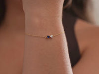 Twin Hearts Coloured Stone Bracelet