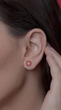 Red Enamel Daisy Bloom Studs